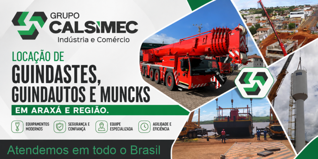 Se você procura uma empresa especializada em locação de guindastes em Araxá, conte com a experiência do Grupo Calsimec.